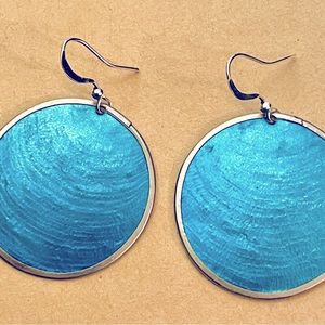 Capiz Shell Earrings by Culture Mix - Electric Blue (Small)